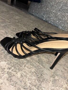 Veronica Beard Avita Black Strappy leather Heeled sandal